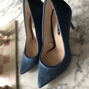 Zara velvet blue heels